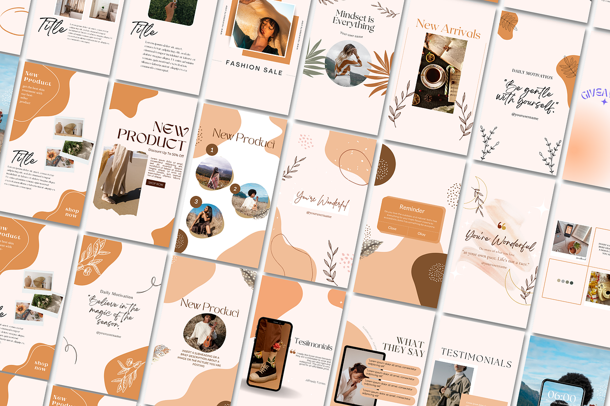 50 Boho Instagram Story Template, a Social Media Template by Daily Creative (Photo 3 of 7)