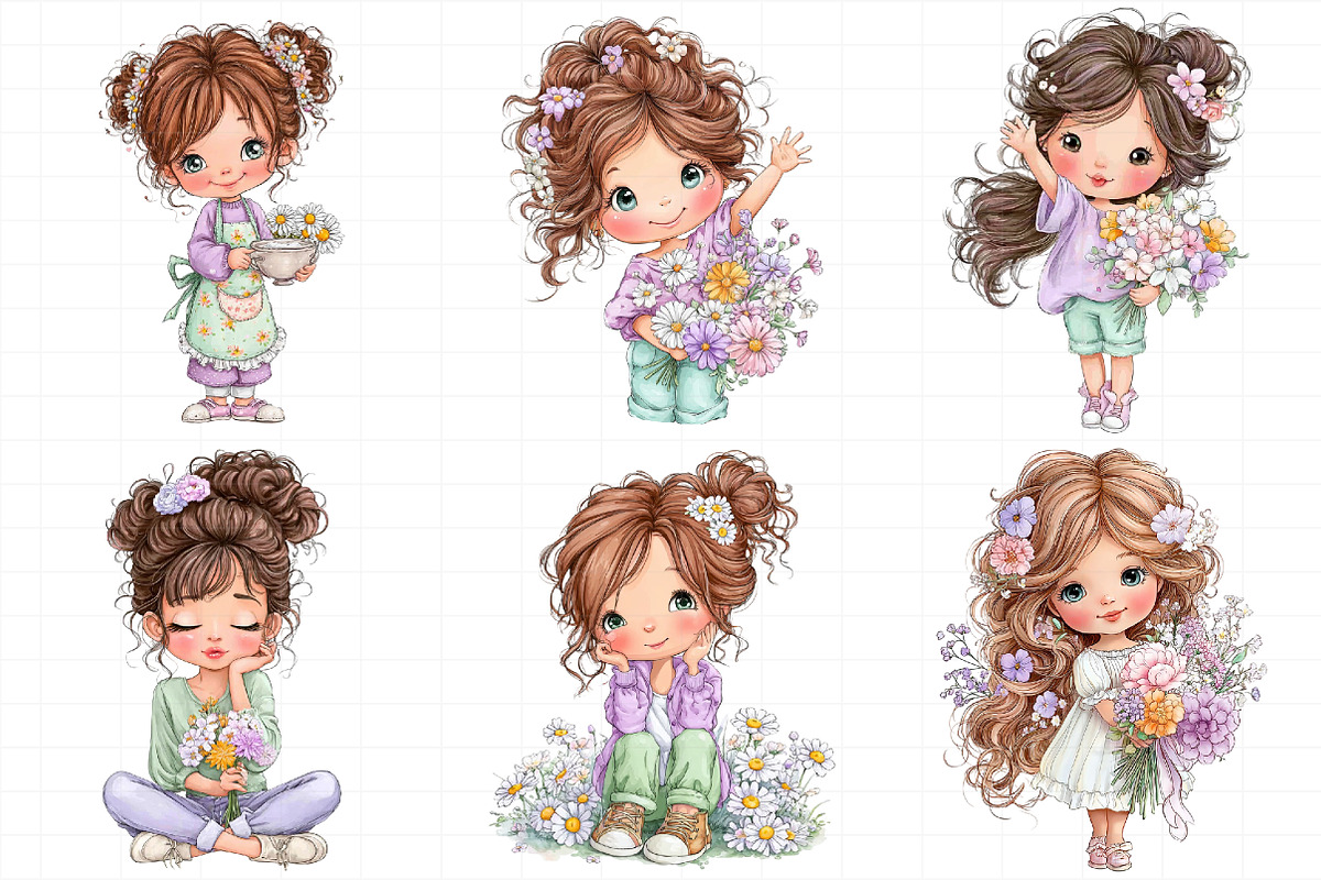Flowers and Girls Clipart, an Illustration by Daily.Designs (Photo 4 of 5)