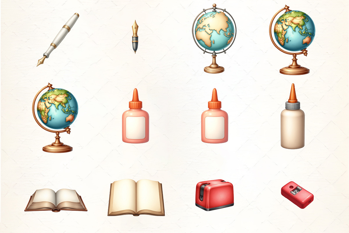 School Supplies Watercolor Clipart, an Illustration by CrexoraLab (Photo 2 of 5)