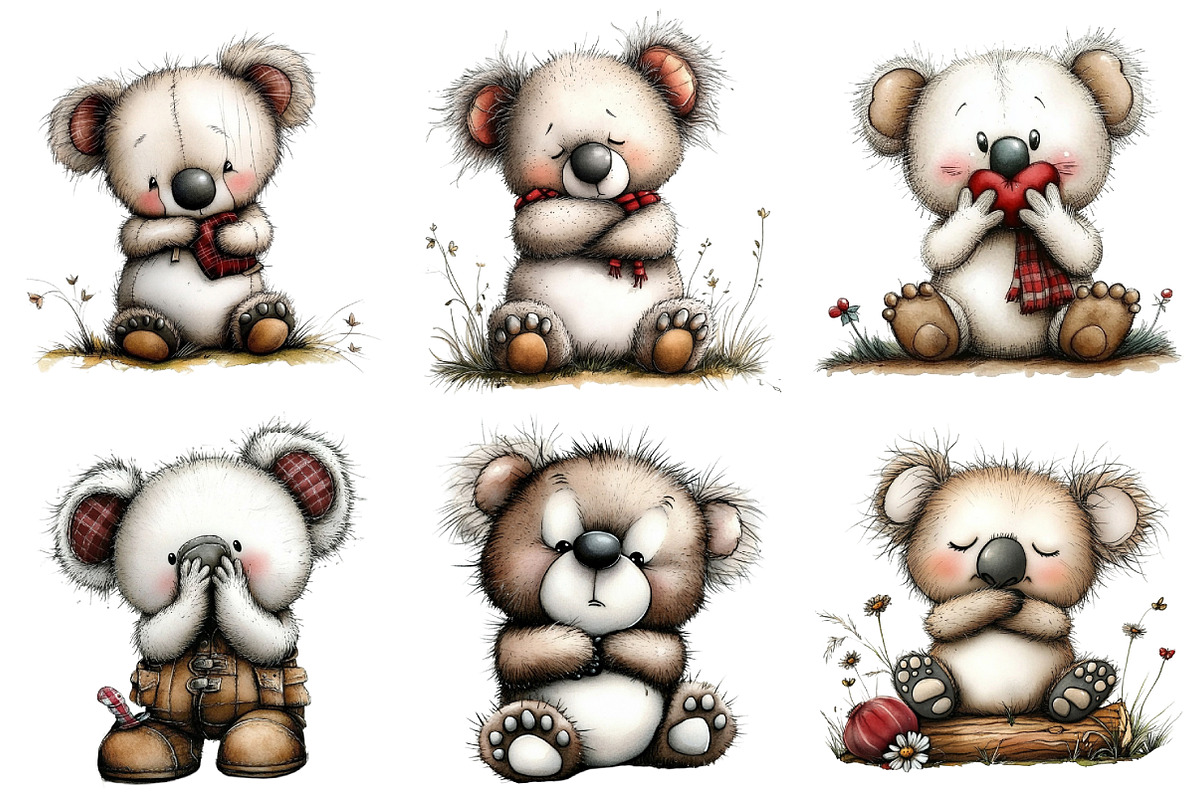 Koala Bears with Emotions Clipart, an Illustration by Daily.Designs (Photo 2 of 5)