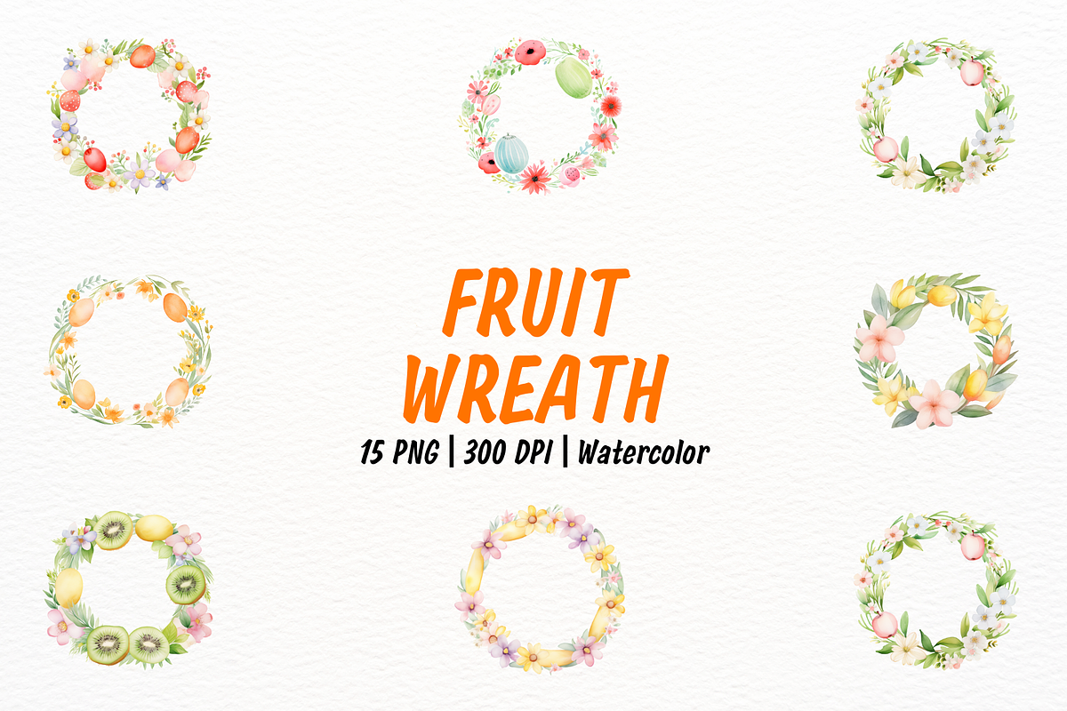 Easter Floral Wreath Fruit Clipart, an Object Illustration by New-School-Wave (Photo 1 of 5)
