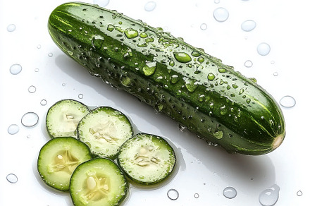 Fresh cucumber with water drop, isol, a Food & Drink Photo by Pixeness
