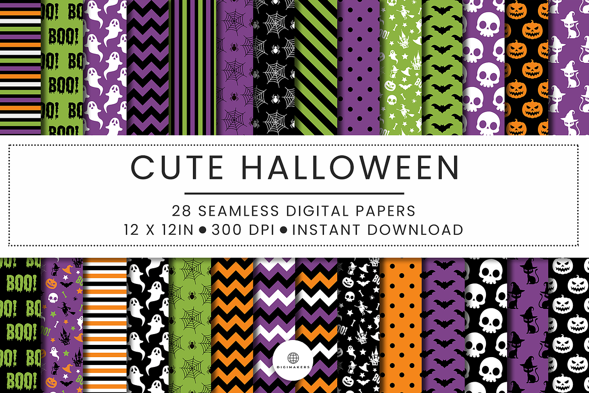 28 Halloween Themed Digital Papers, a Pattern Graphic by Nina Shaw (Photo 1 of 10)