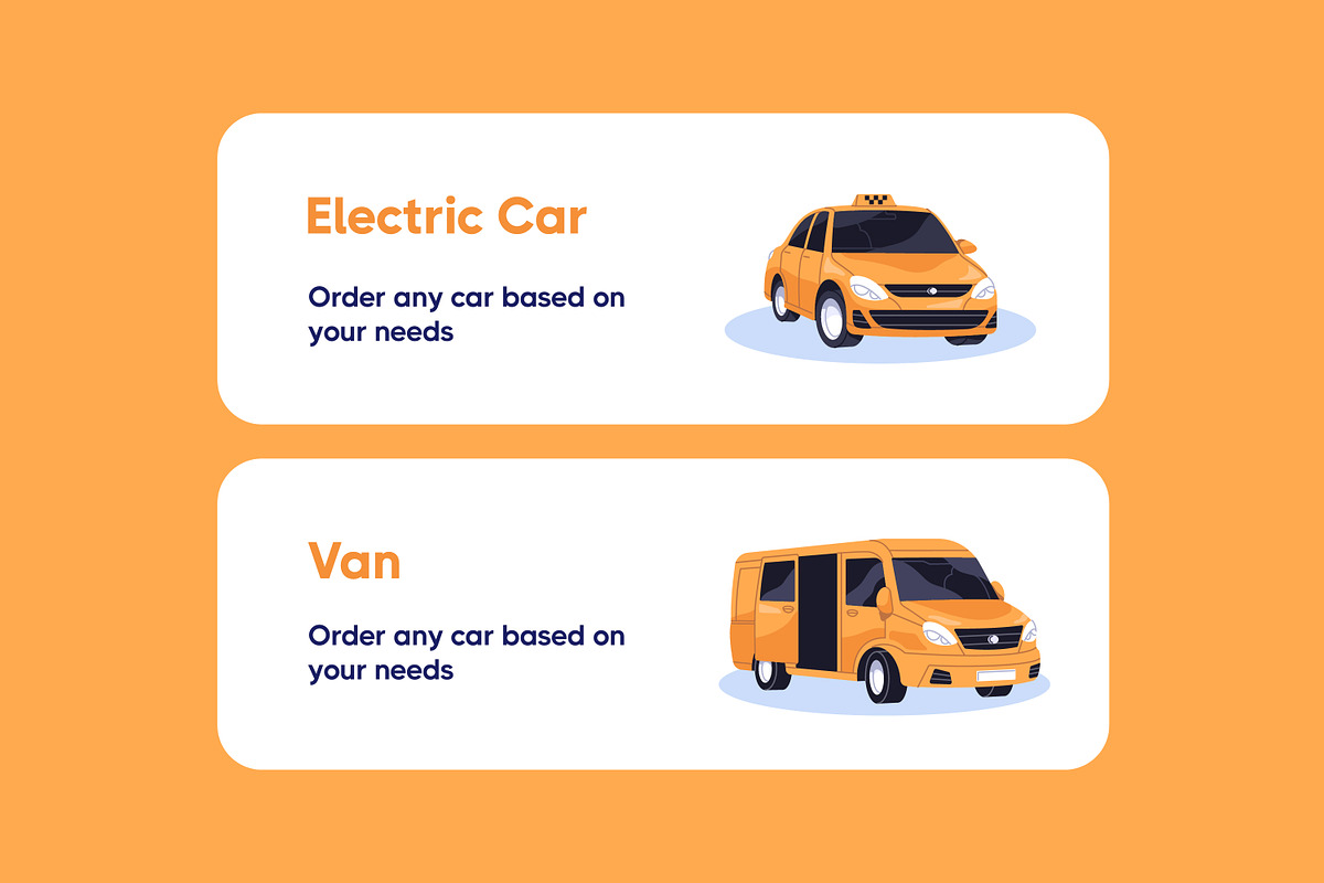 Passenger transfer, taxi order cards, a Transportation Illustration by PaperTrident (Photo 10 of 12)