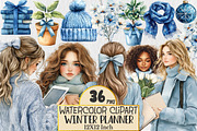 Watercolor Winter Planner Clipart, a Seasonal Illustration by Rose Art (Thumbnail 1 of 4)