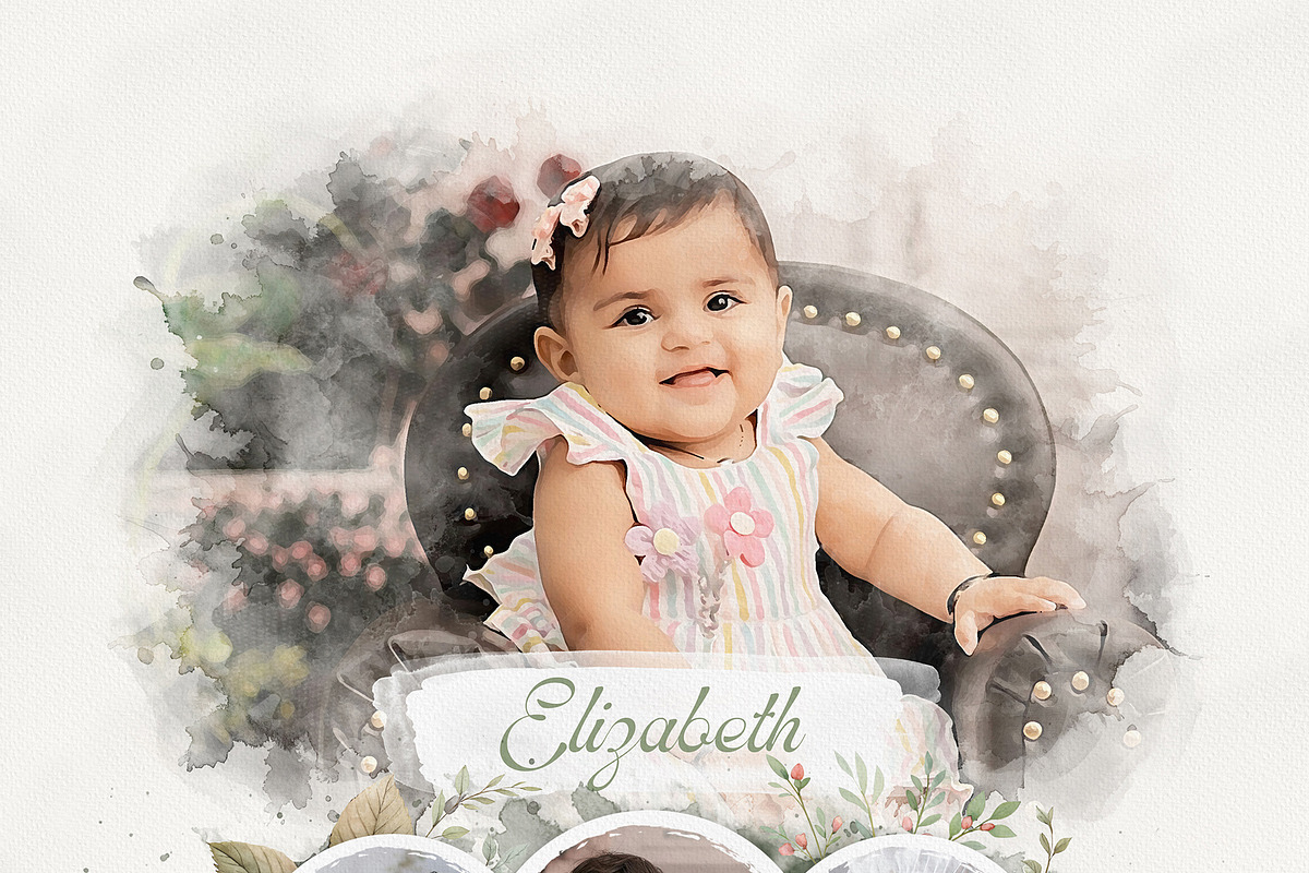 Watercolor Photo Collage Template, an Action Add-On by MRI STUDIO (Photo 10 of 12)