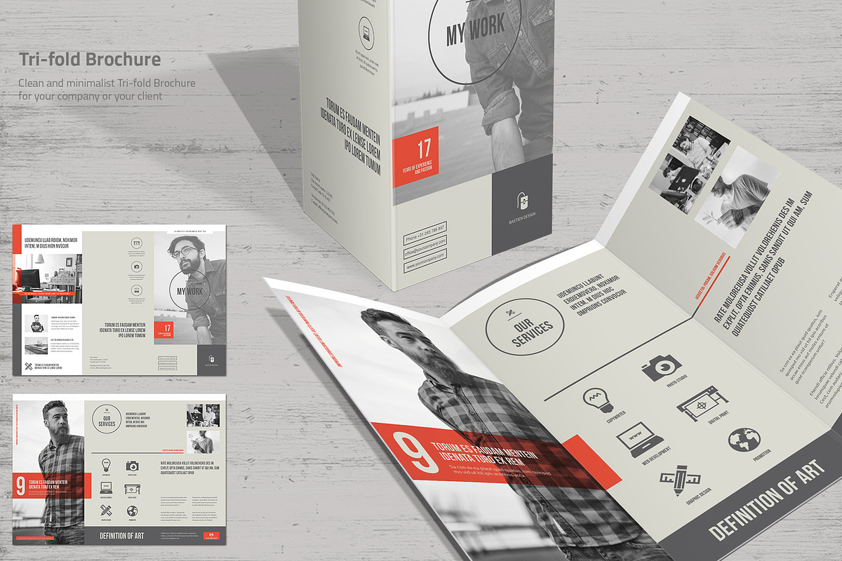 Tri-fold My Work, a Brochure Template by TypoEdition
