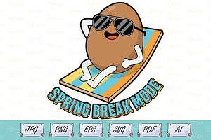 Spring Break Mode Potato T-Shirt SVG, an Object Illustration by Ghagra