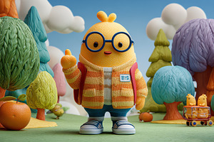 Cute yellow chick character backpack, a Photo by Pixeness Studio