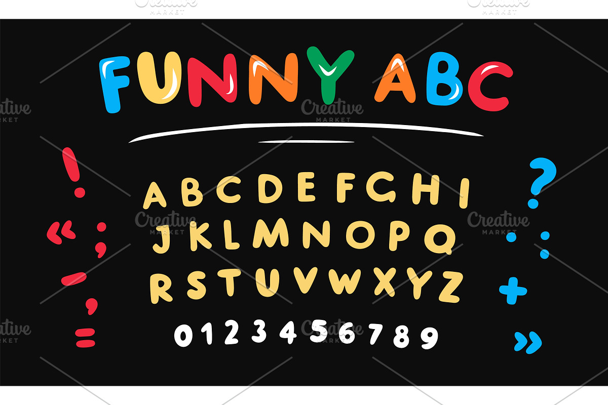 Funky doodle font. Cartoon rounded, an Object Illustration by YummyBuum