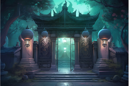 Cemetery entrance gate. Generate Ai, an Architecture Photo by Ylivdesign