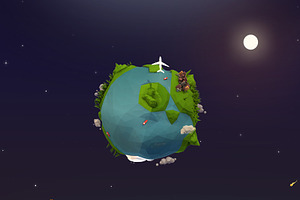 Cartoon Low Poly Earth Planet