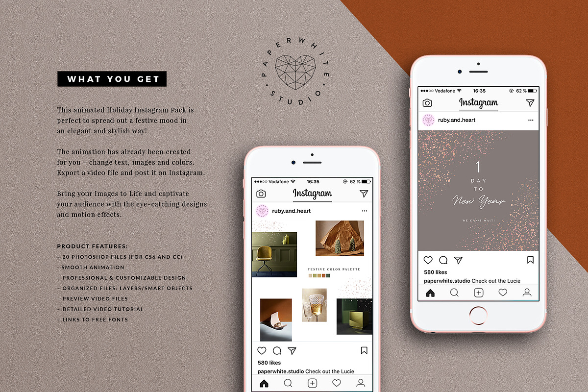 ANIMATED Holiday Instagram Posts, a Social Media Template by Ruby&Heart Studio (Photo 2 of 10)