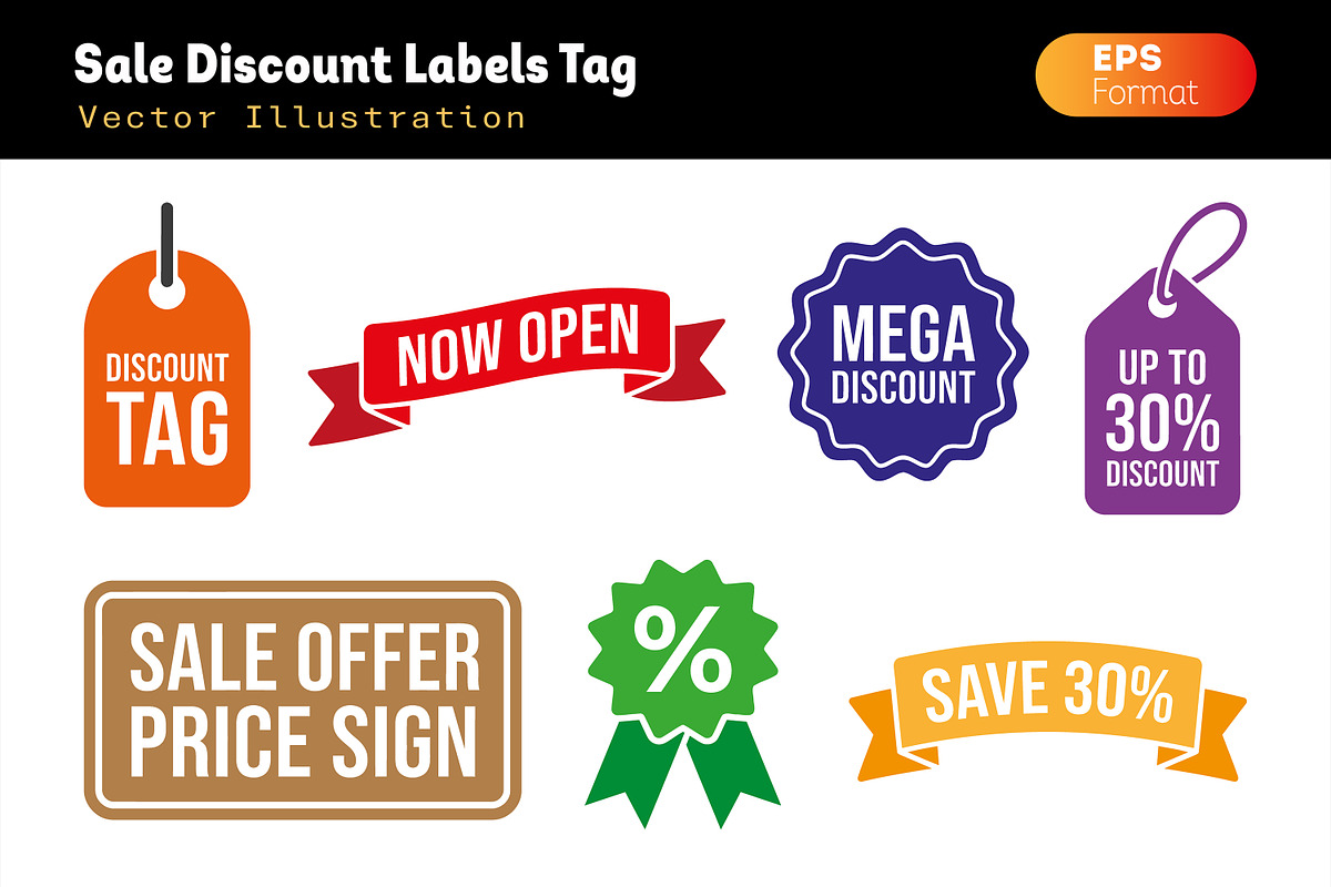 Price Tags and Sale Discount Sticker, an Object Graphic by zahidhossainalif (Photo 1 of 3)