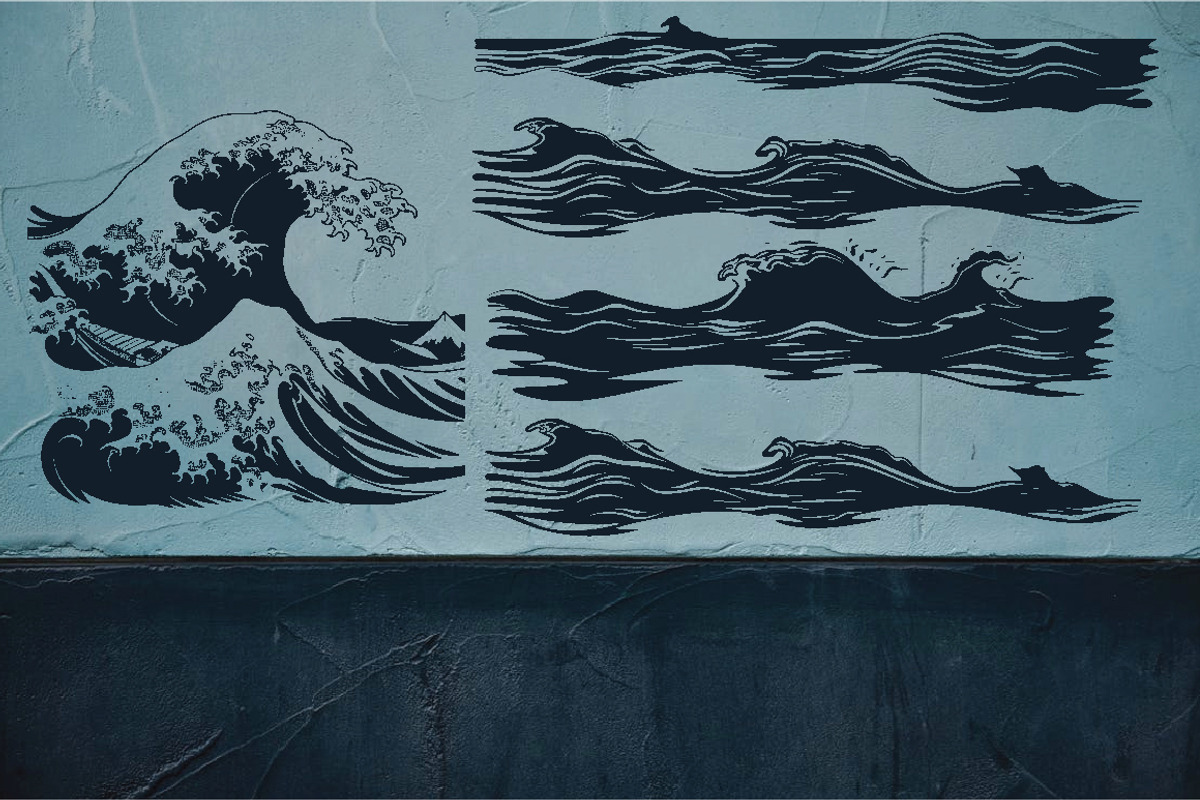 70+ Water Waves Silhouette, a Decorative Illustration by jongcreative (Photo 6 of 7)