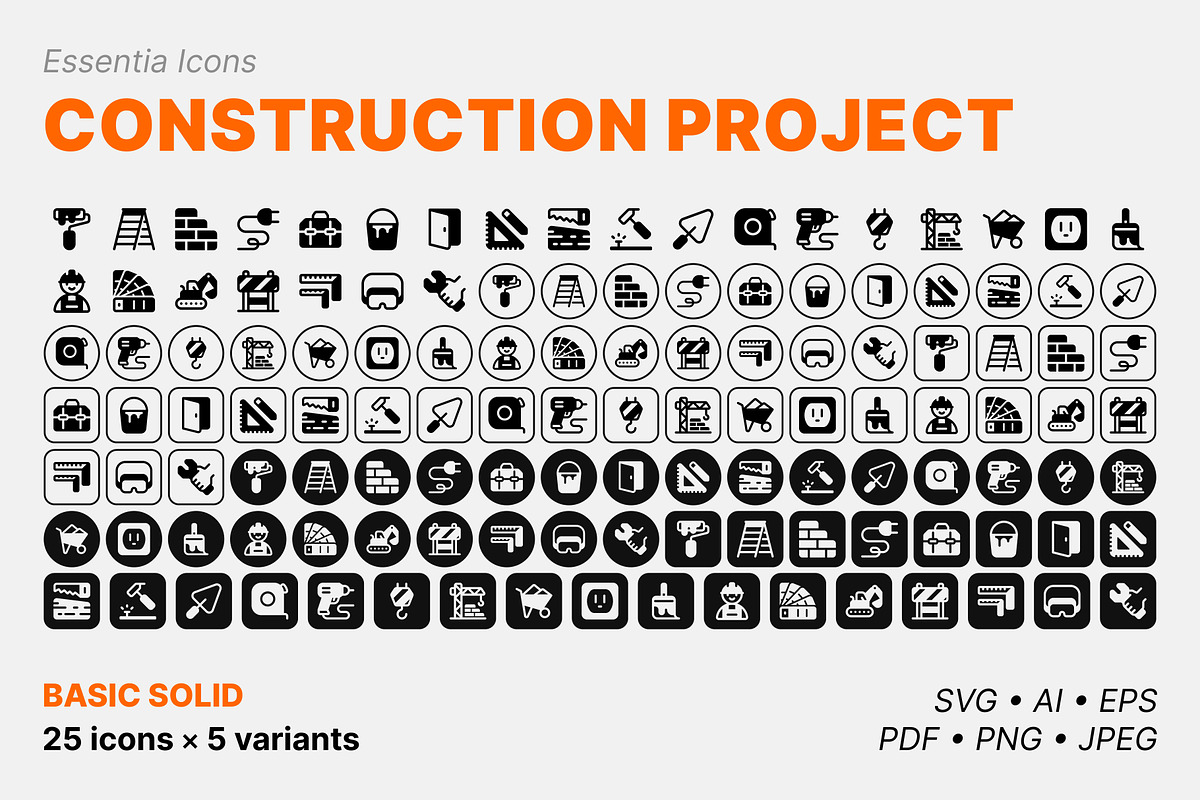 Construction project icons (Solid), a Solid Icon by Totto House (Photo 2 of 3)