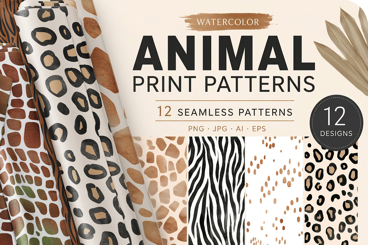 Safari Animal Print Patterns, a Pattern Graphic by Pattern + watercolor (Photo 1 of 8)