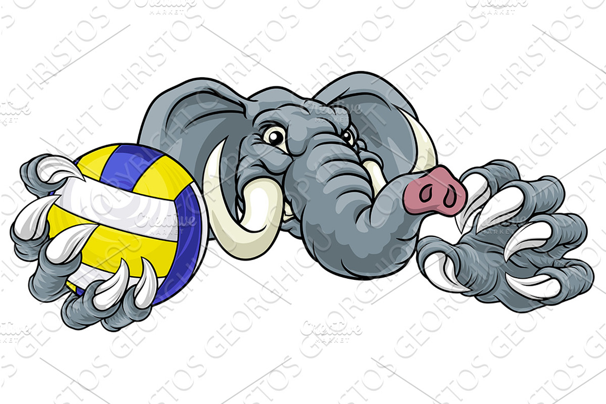 Elephant Volleyball Volley Ball, an Animal Illustration by Christos Georghiou