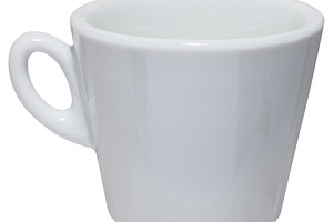 Classic white ceramic coffee cup with a handle, widening towards, a Food & Drink Photo by ndanko