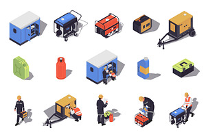 Isometric Generators Maintenance, an Illustration by alexdndz