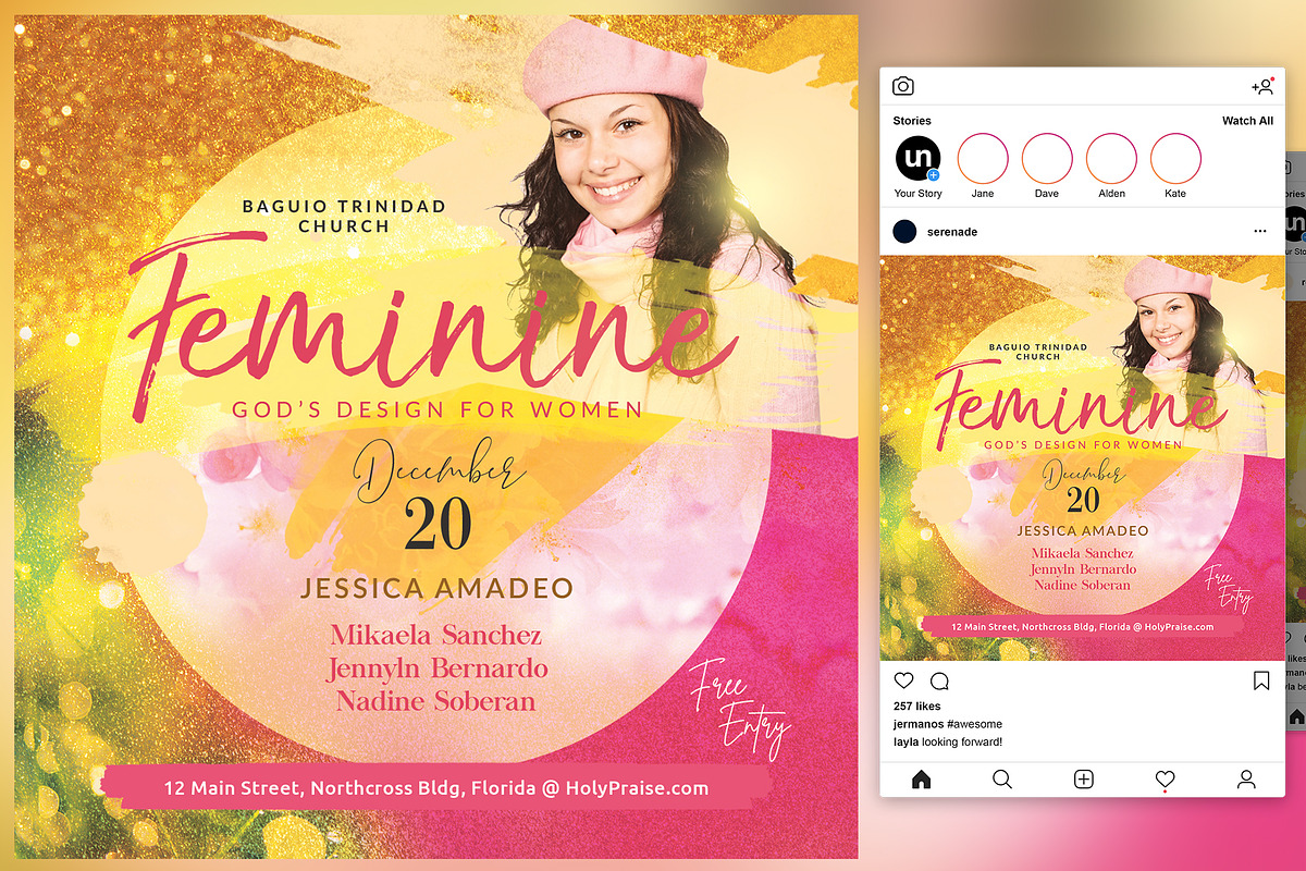 Feminine Church Flyer, a Flyer Template by KiraYamato Design Studio