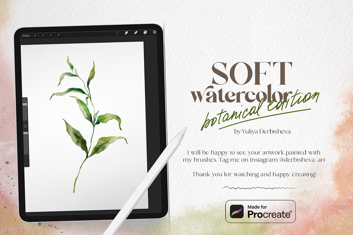 Watercolor Procreate brushes Botany, a Brush Add-On by Yuliya Derbisheva (Photo 10 of 13)