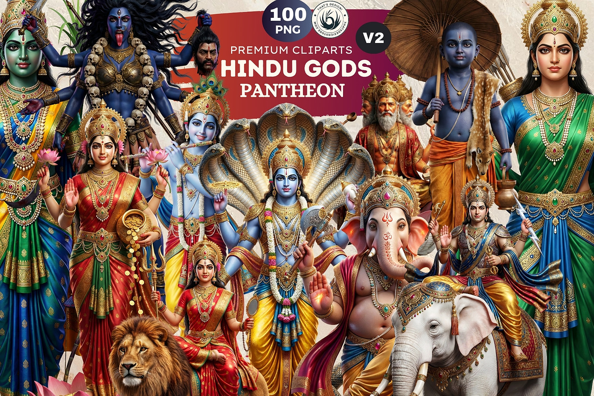Hindu Gods Pantheon cliparts V2, a Person Illustration by ThatsDesignArt (Photo 1 of 12)