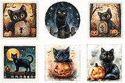 Halloween Black Cat Postage Stamp, an Illustration by OK Design (Thumbnail 4 of 5)