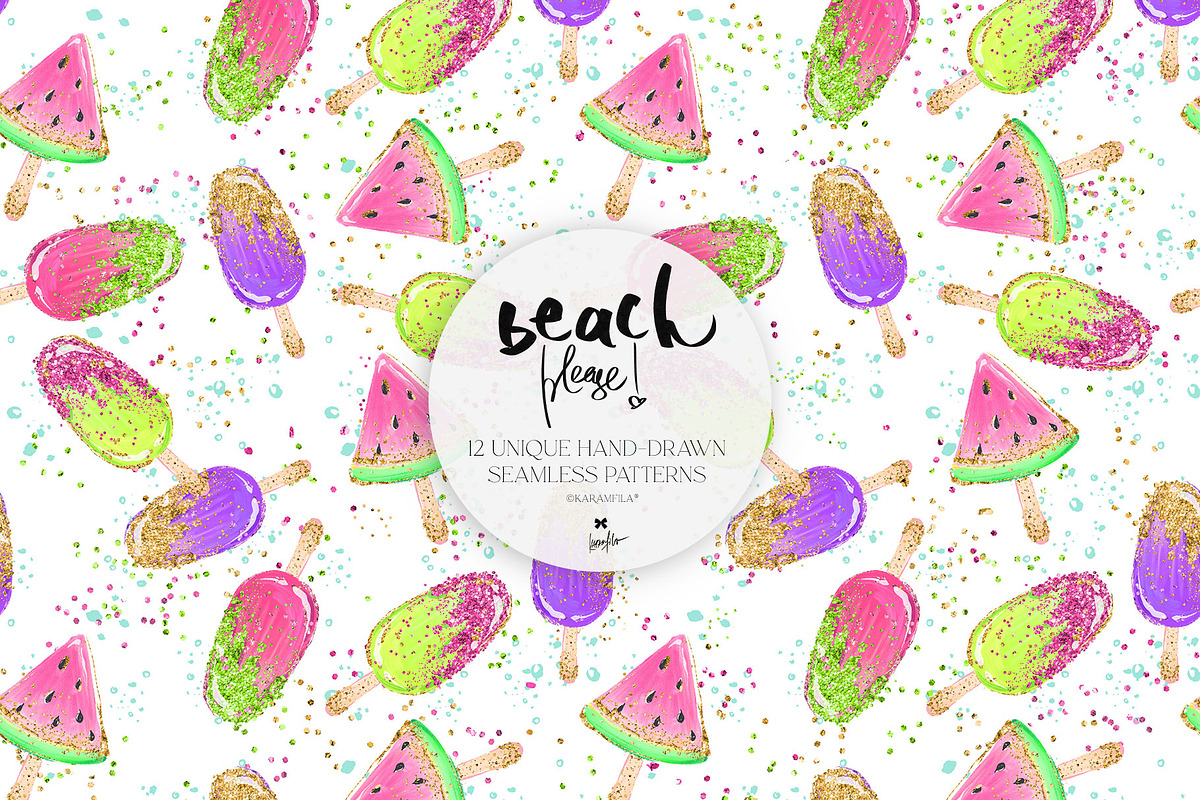 Summer Beach Camper Tropical Pattern, a Pattern Graphic by KaramfilaS (Photo 5 of 16)