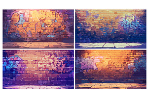 Cartoon urban graffiti brick wall, a Texture Illustration by Stock-Smart-Start