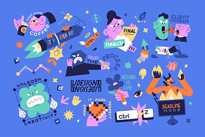Graphic & web design stickers set, a Decorative Illustration by PaperTrident