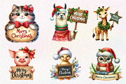 Animals Holding Merry Christmas Sign, an Illustration by CreationArt (Thumbnail 5 of 5)