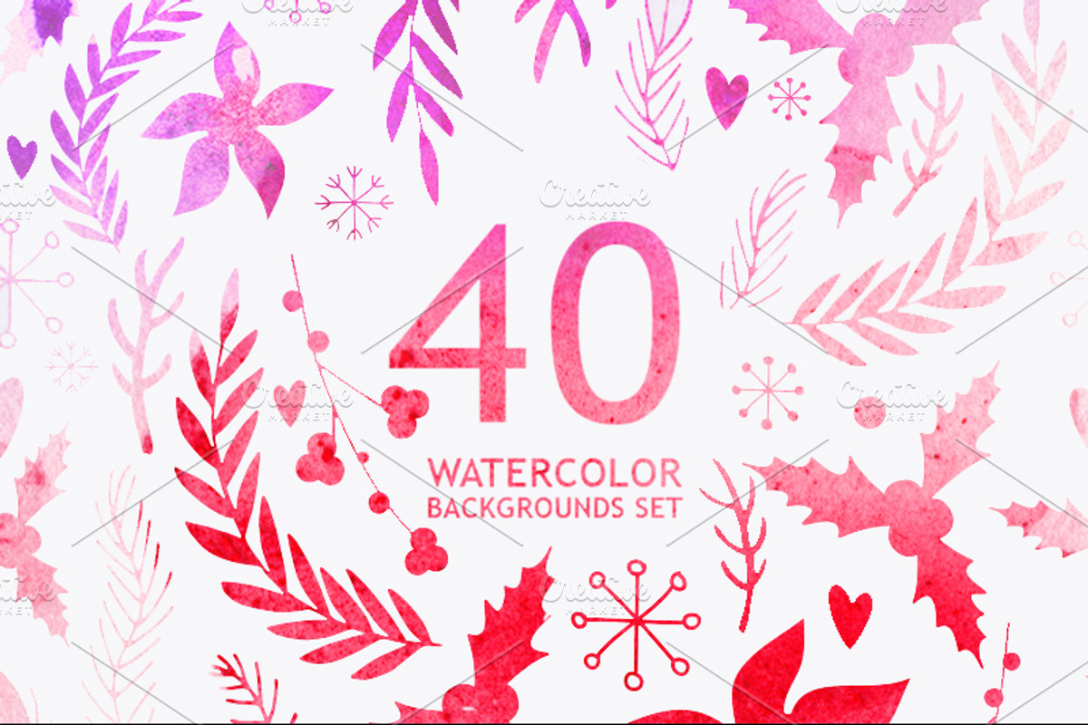 40 Watercolor backgrounds pack, a Texture Graphic by Anttoniu (Photo 1 of 4)