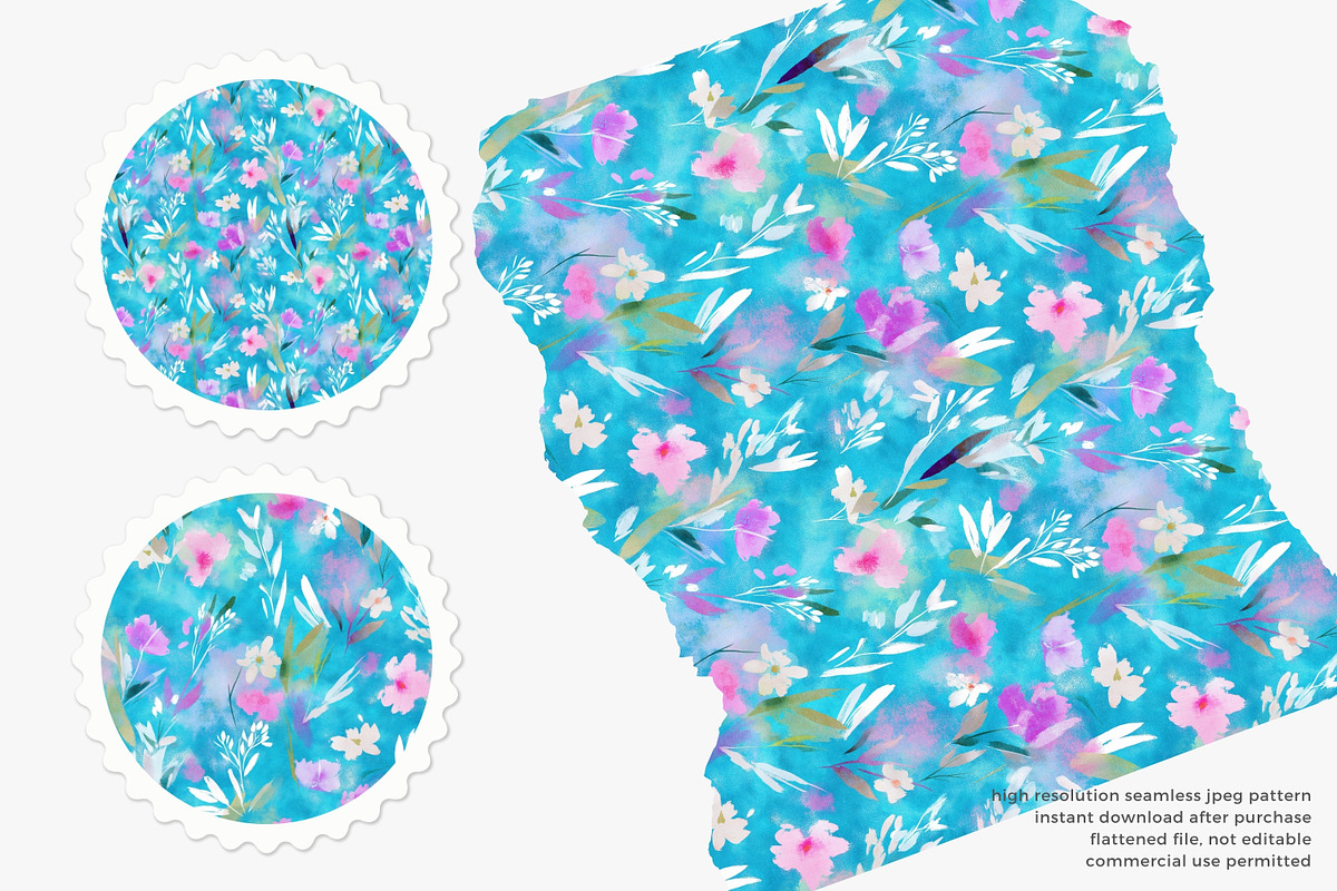Abstract watercolor floral seamless pattern