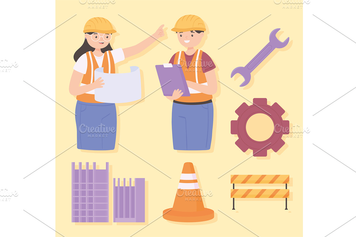 set engineer workers, a Person Illustration by studiogstock