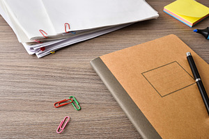 Notebook and Documents on Wooden Desk, a Business Photo by Davizro's Market