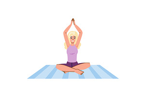 Woman practicing yoga on exercise, a Sport Illustration by pikepicture