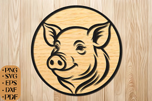 Pig Head Circle SVG, an Object Graphic by DreamCafeArt