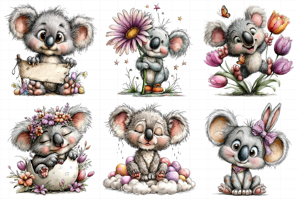 Whimsical Easter Koala Clipart, an Illustration by Daily.Designs (Photo 4 of 8)