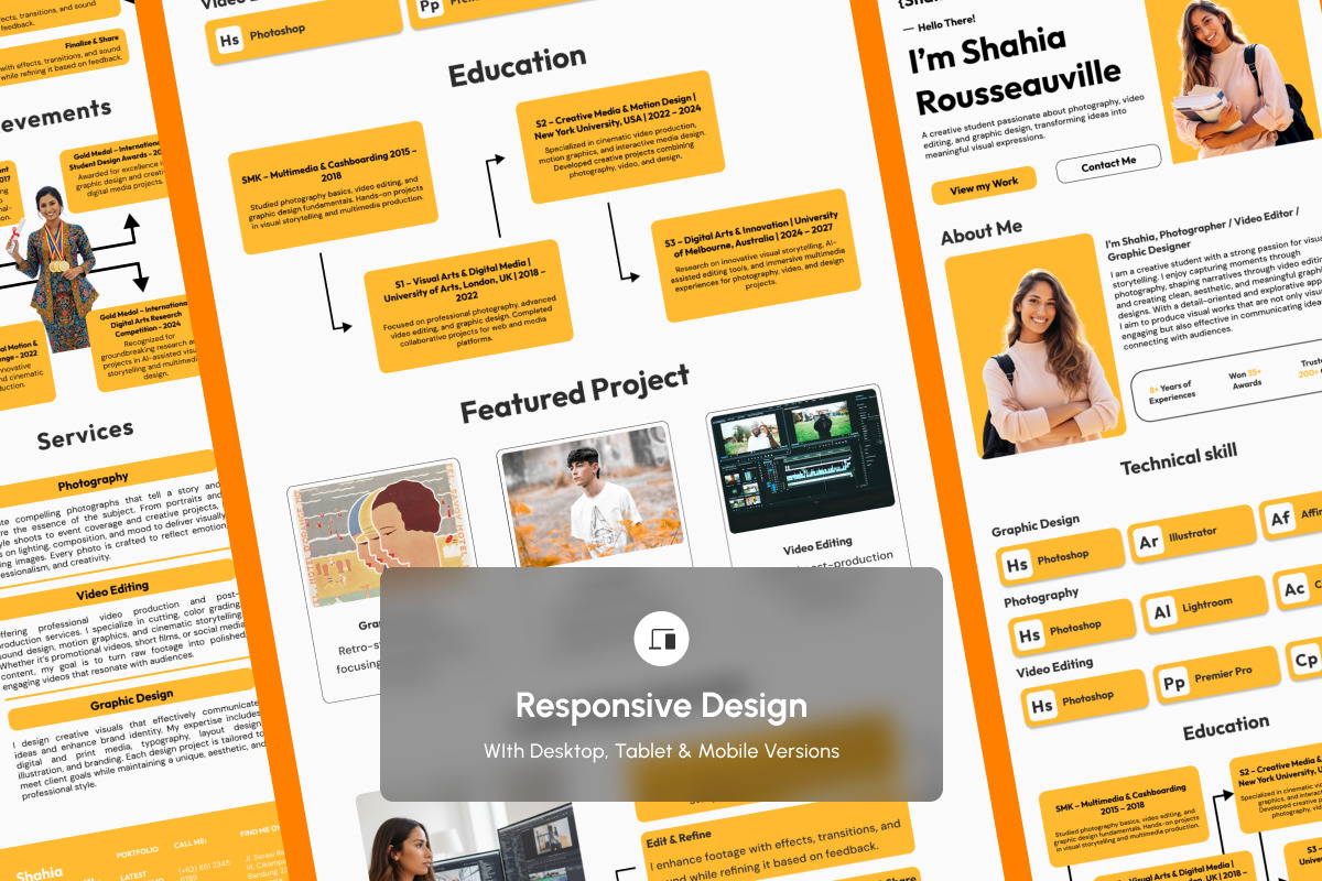 Shahia - Student Portfolio Landing, a Landing Page Template by productype1 (Photo 3 of 5)