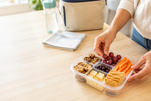 Snackle box with various snacks arra, a Photo by Dvoevnore photos
