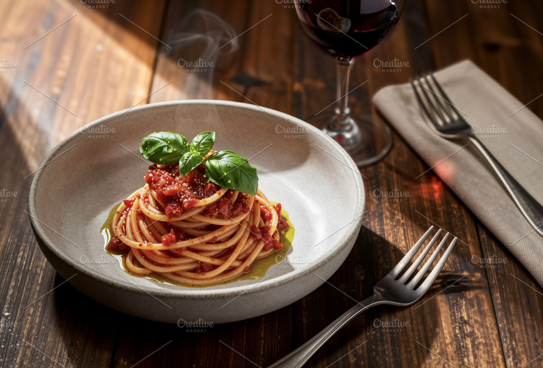 Steaming Spaghetti Pasta, a Photo by rarrarorro