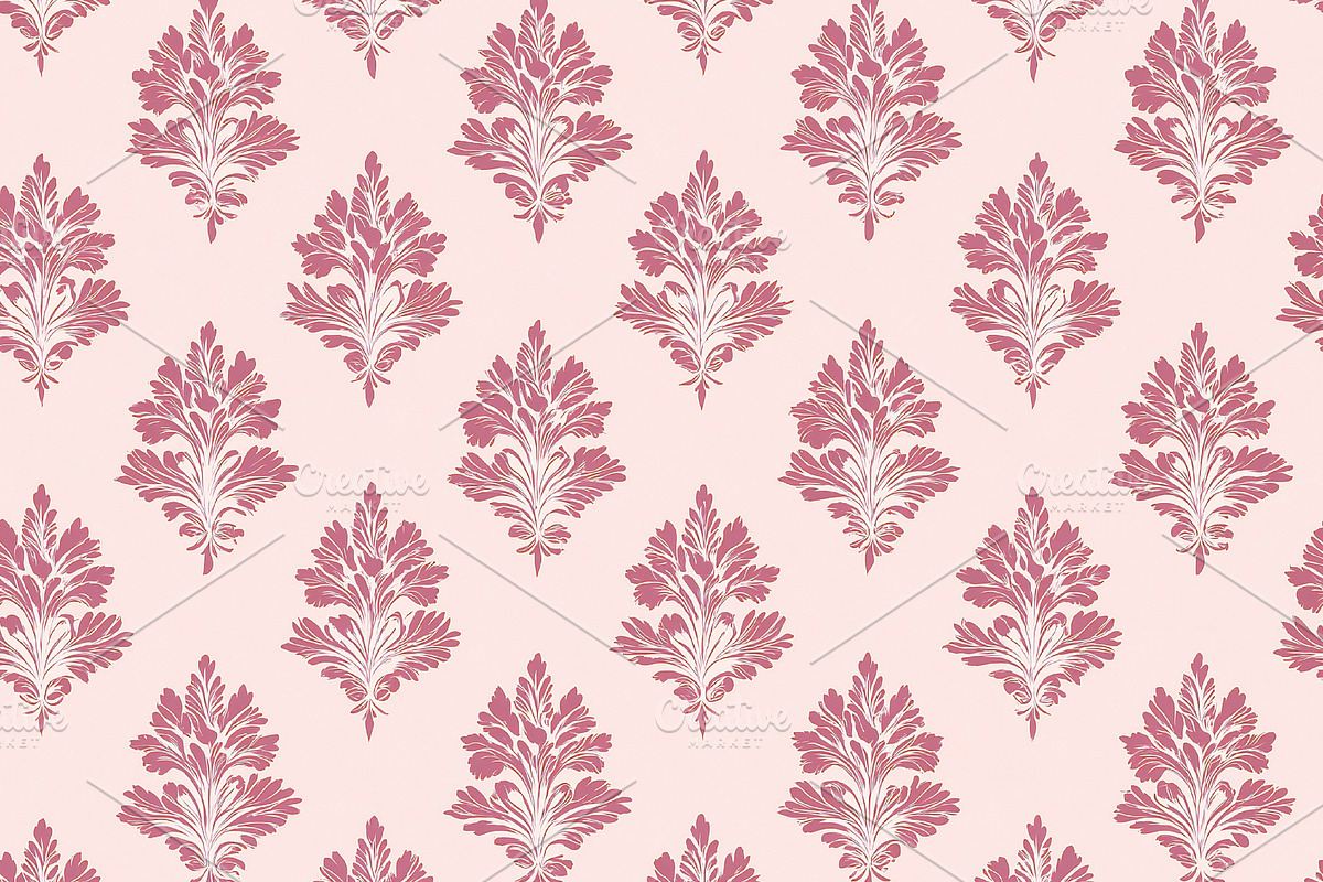 Seamless pattern pink floral motif damask pattern creating a lux, a Pattern Graphic by Studio ANNA