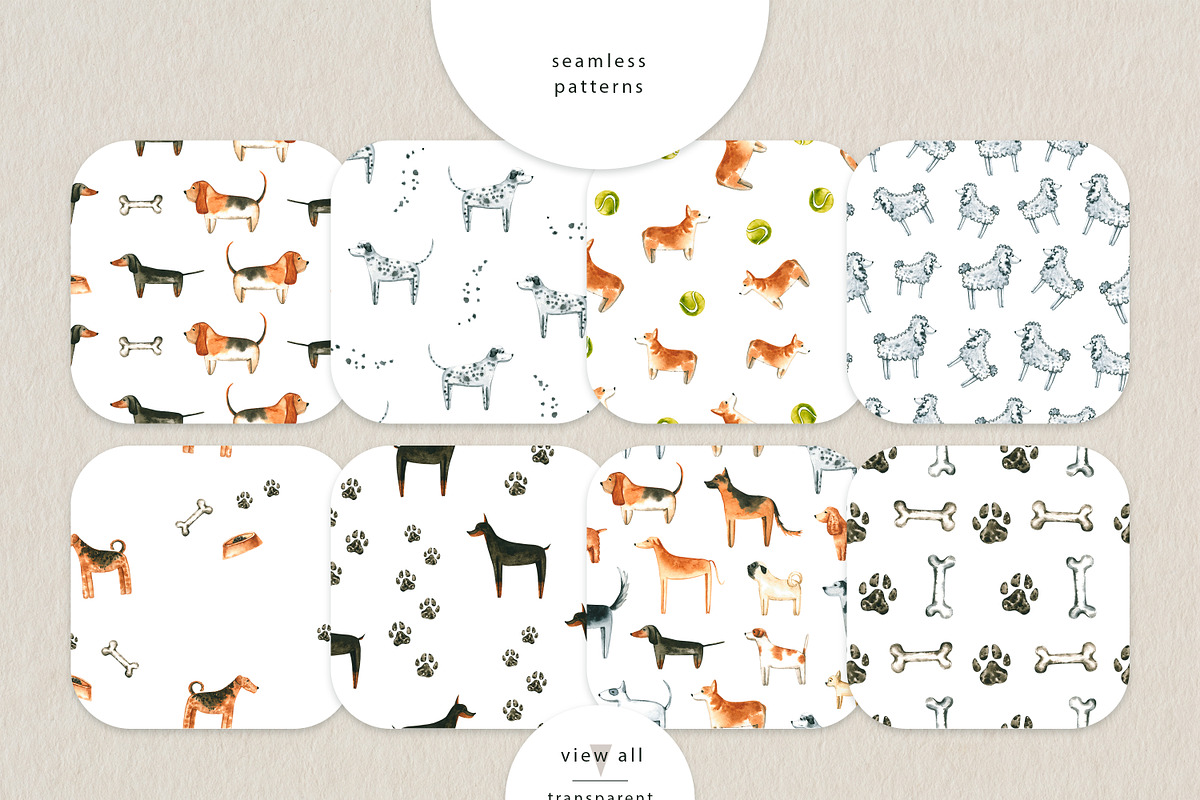 Adorable Dogs. Watercolor set., an Animal Illustration by Ola_Vola (Photo 7 of 8)