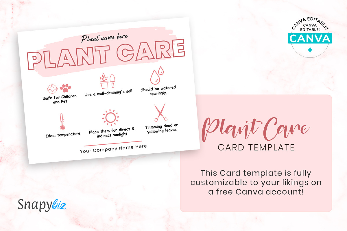 Plant Care Card Template, a Design Template by Snapybiz (Photo 5 of 9)