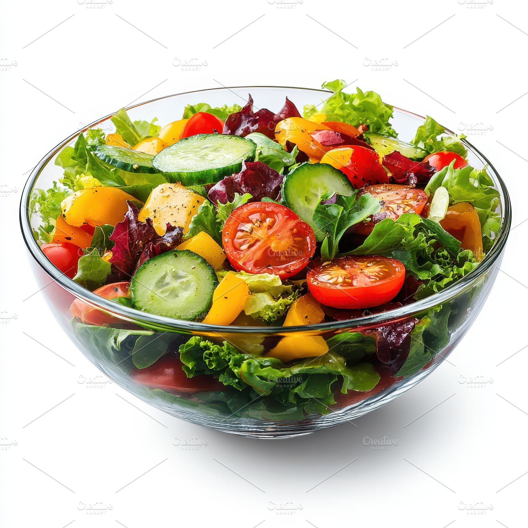 Fresh Vegetable Salad in Glass Bowl, a Food & Drink Photo by Pixeness Studio