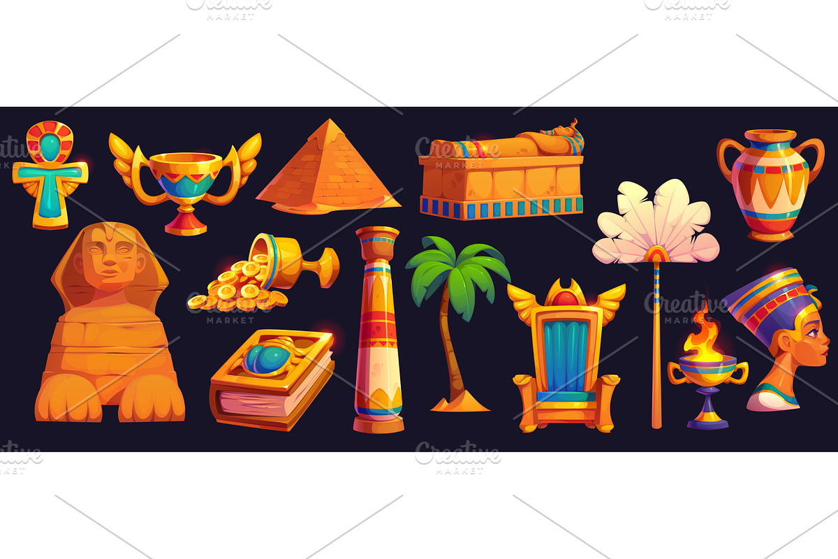Ancient Egypt game icons,, an Object Illustration by Vector Tradition