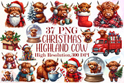 Christmas Highland Cow Clipart Bundl, an Illustration by Sublimation Artist (Thumbnail 1 of 6)