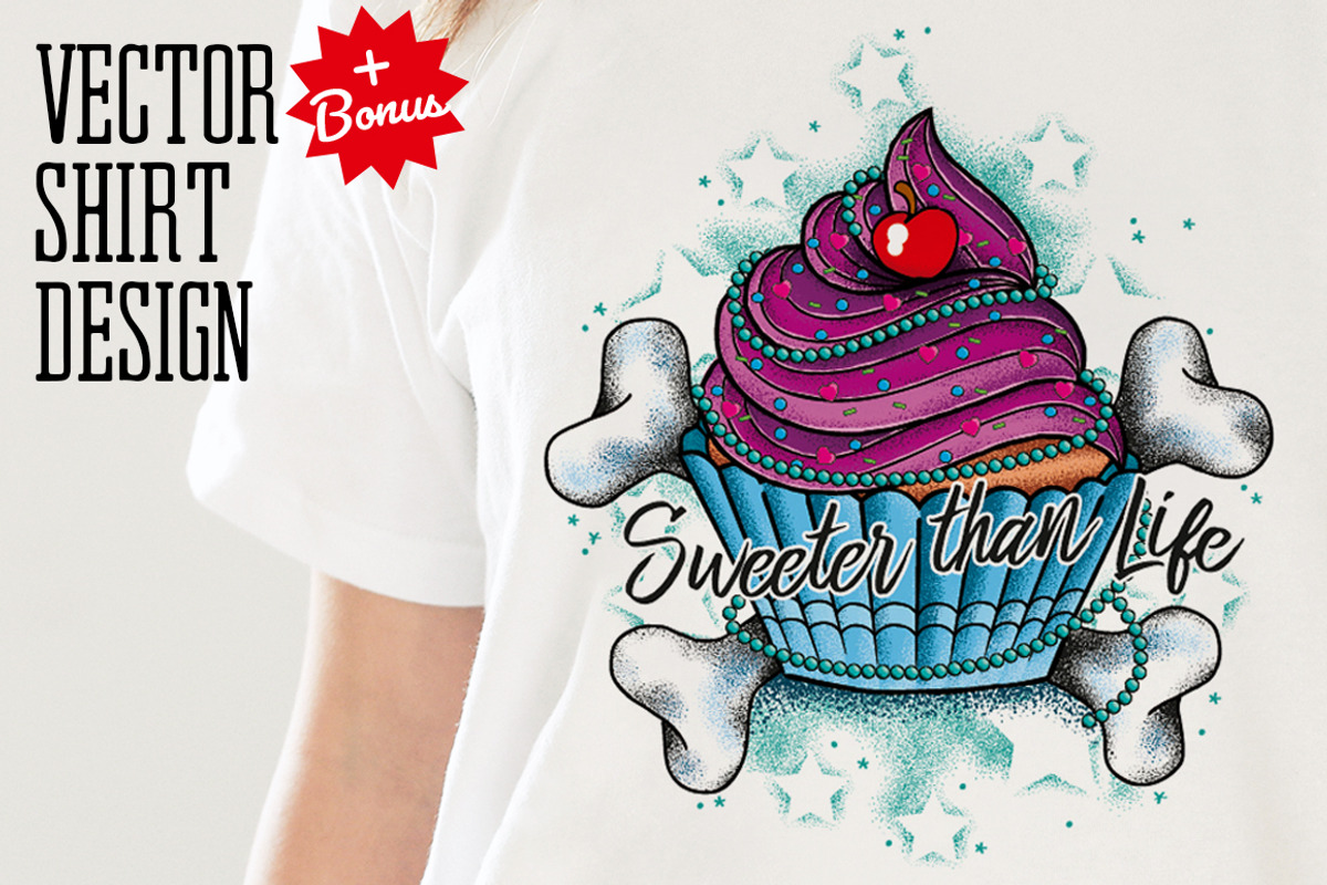 Cupcake Tattoo Style Vector, an Illustration by BAD TASTE (Photo 1 of 4)