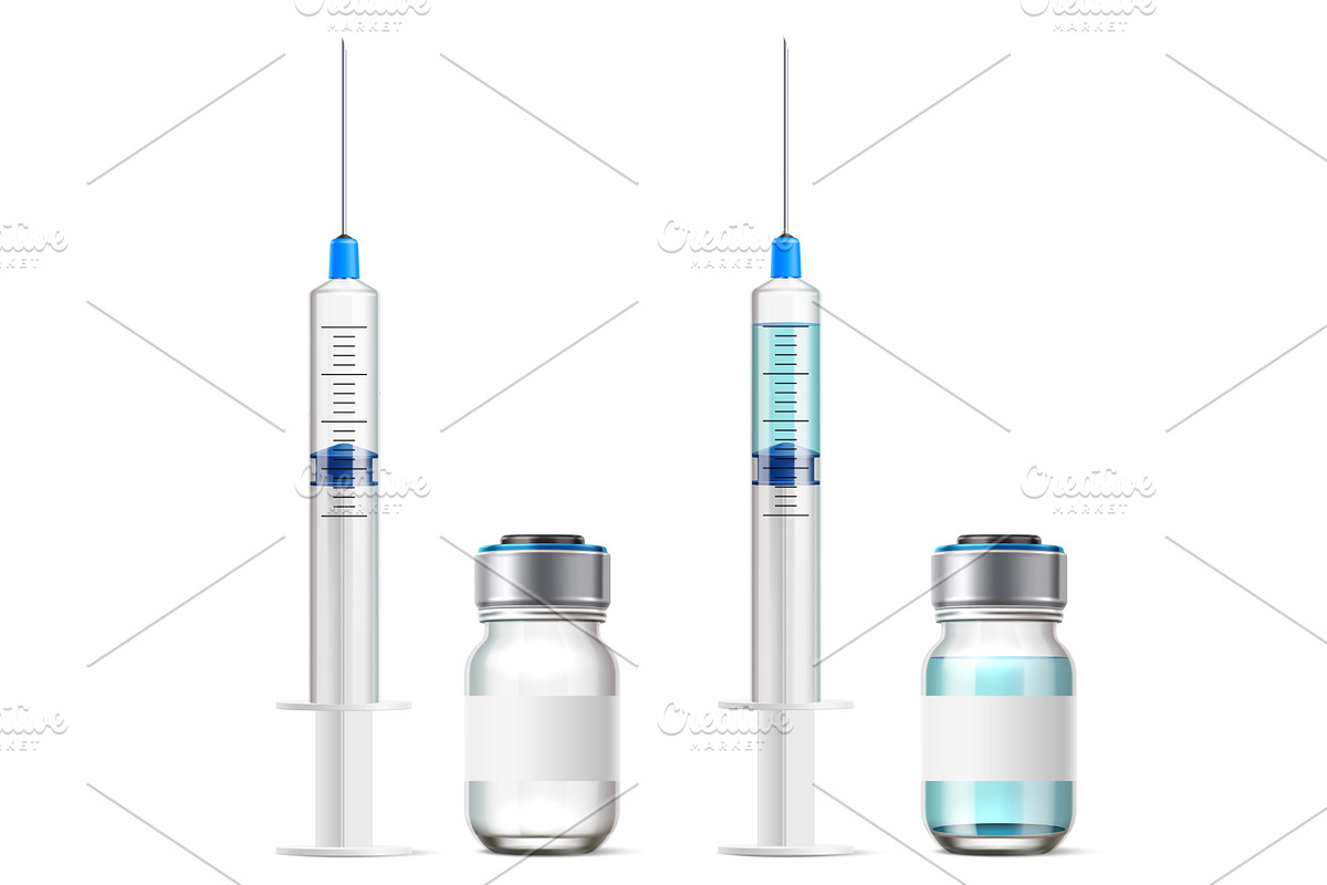 Plastic syringe with needle and, an Object Illustration by Vectorbuum